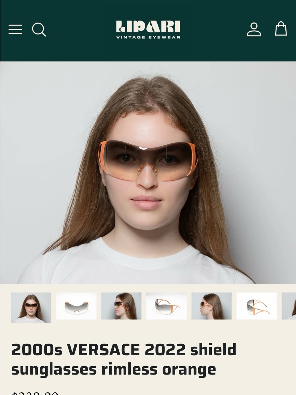 Versace Rimless Shield Sunglasses in Orange and Brown Gradient